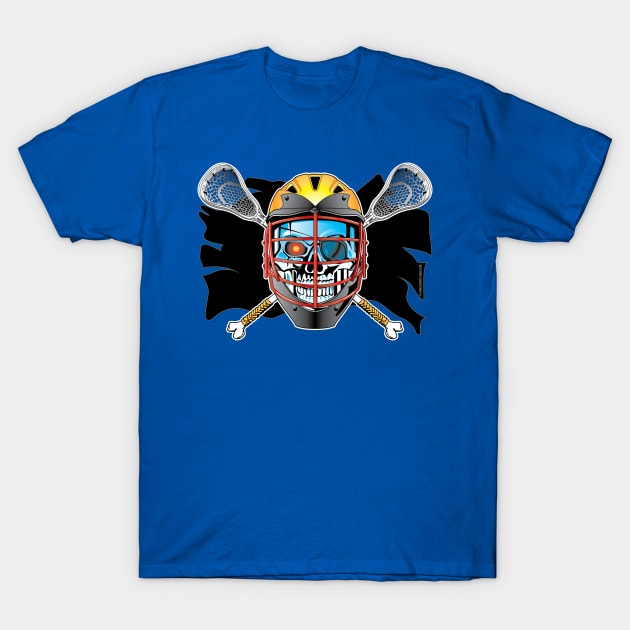 Pirate Lacrosse Skull and Cross Sticks T-Shirt by eShirtLabs